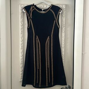 NANETTE LEPORE NAVY/BROWN KNIT DRESS